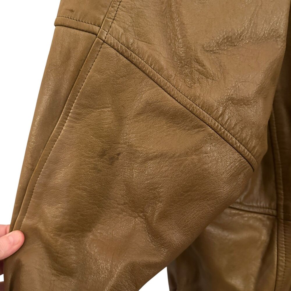 Ann Taylor Vintage 1980s Brown Soft Leather V-Neck Jacket Shoulder Pads – Size 8 - Picture 3 of 9
